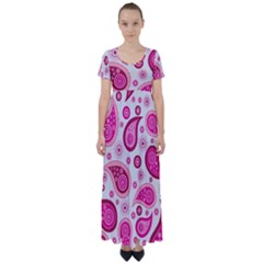 Paisley High Waist Short Sleeve Maxi Dress