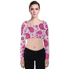 Paisley Velvet Long Sleeve Crop Top