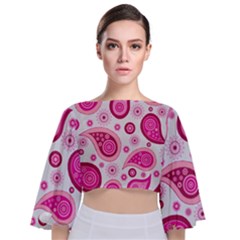 Paisley Tie Back Butterfly Sleeve Chiffon Top