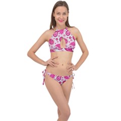 Paisley Cross Front Halter Bikini Set