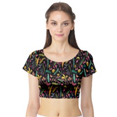 Palm Short Sleeve Crop Top by nateshop