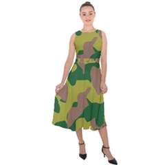 Pattern-camaouflage Midi Tie-back Chiffon Dress by nateshop