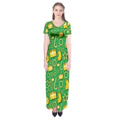 Pattern-cloth Paper Pattern Short Sleeve Maxi Dress