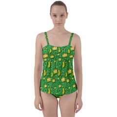 Pattern-cloth Paper Pattern Twist Front Tankini Set by nateshop