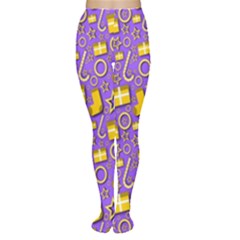 Pattern-purple-cloth Papper Pattern Tights by nateshop