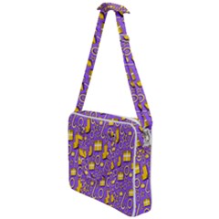 Pattern-purple-cloth Papper Pattern Cross Body Office Bag
