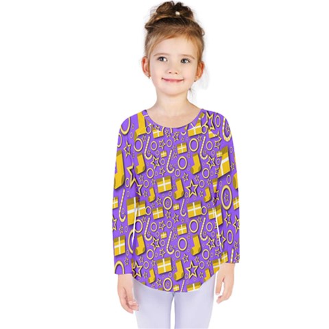 Pattern-purple-cloth Papper Pattern Kids  Long Sleeve Tee by nateshop