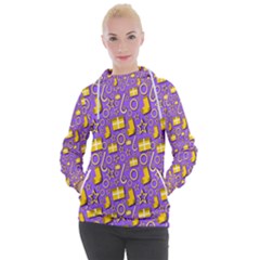 Pattern-purple-cloth Papper Pattern Women s Hooded Pullover by nateshop