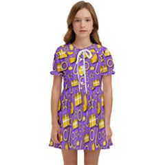 Pattern-purple-cloth Papper Pattern Kids  Sweet Collar Dress by nateshop