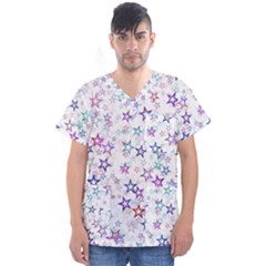 Christmasstars Men s V-Neck Scrub Top