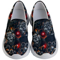 Abstract Flora Floral Flower Pattern Kids Lightweight Slip Ons