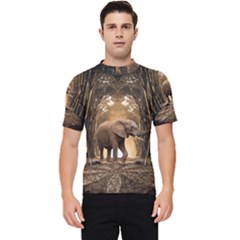 Sculpture Travel Outdoor Nature Elephant Men s Short Sleeve Rash Guard by Wegoenart