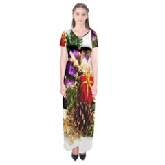 Christmas Decorations Short Sleeve Maxi Dress