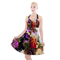 Christmas Decorations Halter Party Swing Dress 