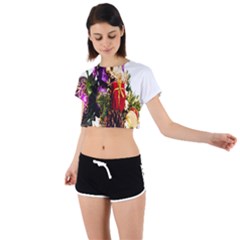 Christmas Decorations Tie Back Short Sleeve Crop Tee