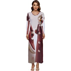 Christmas Figures 3 Long Sleeve Velour Longline Maxi Dress by artworkshop