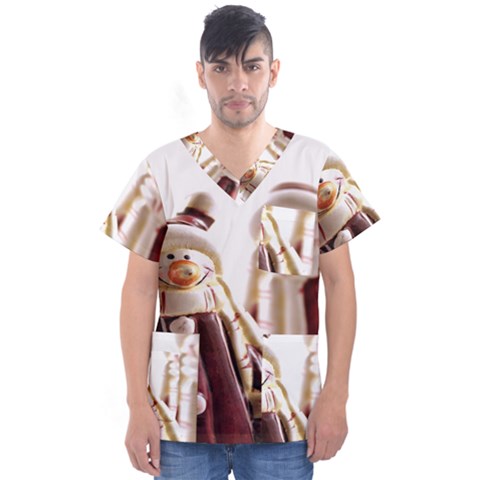 Christmas Figures 6 Men s V-neck Scrub Top by artworkshop