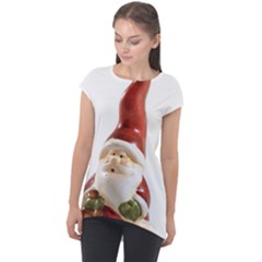 Christmas Figures 8 Cap Sleeve High Low Top