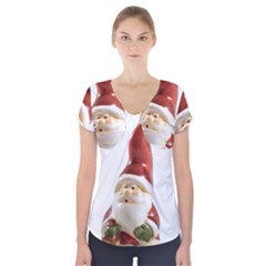 Christmas Figures 8 Short Sleeve Front Detail Top