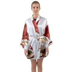 Christmas Figures 8 Long Sleeve Satin Kimono