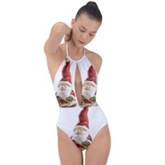 Christmas Figures 8 Plunge Cut Halter Swimsuit