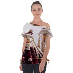 Christmas Figures 11 Off Shoulder Tie-Up Tee