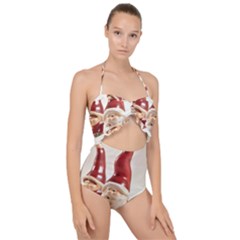 Christmas Figures4 Scallop Top Cut Out Swimsuit