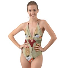 Christmas Puppets 2 Halter Cut-out One Piece Swimsuit by artworkshop