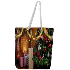 Christmas Tree And Presents Full Print Rope Handle Tote (large) by artworkshop