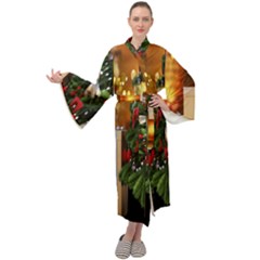 Christmas Tree And Presents Maxi Velour Kimono