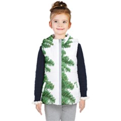 Green Christmas Tree Border Kids  Hooded Puffer Vest by artworkshop