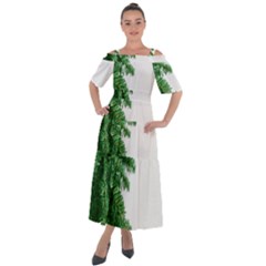 Green Christmas Tree Border Shoulder Straps Boho Maxi Dress  by artworkshop