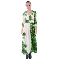 Green Christmas Tree Border Button Up Maxi Dress by artworkshop