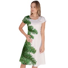 Green Christmas Tree Border Classic Short Sleeve Dress by artworkshop