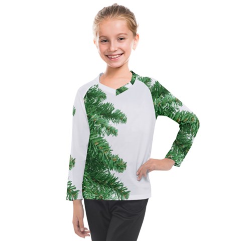 Green Christmas Tree Border Kids  Long Mesh Tee by artworkshop