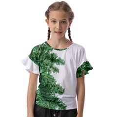 Green Christmas Tree Border Kids  Cut Out Flutter Sleeves by artworkshop