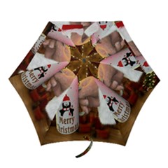 Merry Christmas - Santa Claus Holding Coffee Mini Folding Umbrellas