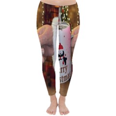 Merry Christmas - Santa Claus Holding Coffee Classic Winter Leggings by artworkshop