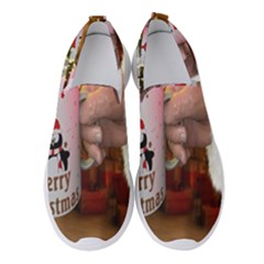 Merry Christmas - Santa Claus Holding Coffee Women s Slip On Sneakers by artworkshop
