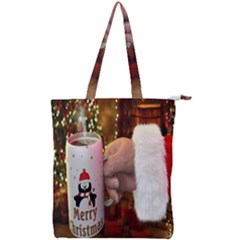 Merry Christmas - Santa Claus Holding Coffee Double Zip Up Tote Bag by artworkshop