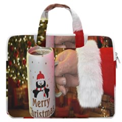 Merry Christmas - Santa Claus Holding Coffee Macbook Pro 16  Double Pocket Laptop Bag  by artworkshop