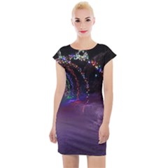 Outdoor Christmas Lights Tunnel Cap Sleeve Bodycon Dress by artworkshop