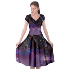Outdoor Christmas Lights Tunnel Cap Sleeve Wrap Front Dress