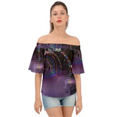 Outdoor Christmas Lights Tunnel Off Shoulder Short Sleeve Top by artworkshop