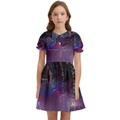 Outdoor Christmas Lights Tunnel Kids  Bow Tie Puff Sleeve Dress by artworkshop