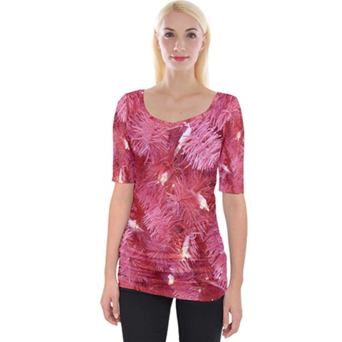 Pink Christmas Tree Wide Neckline Tee by artworkshop