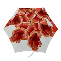 Red Ribbon Bow On White Background Mini Folding Umbrellas by artworkshop