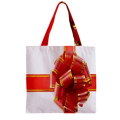 Red Ribbon Bow On White Background Zipper Grocery Tote Bag by artworkshop