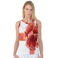 Red Ribbon Bow On White Background Women s Basketball Tank Top