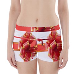 Red Ribbon Bow On White Background Boyleg Bikini Wrap Bottoms by artworkshop